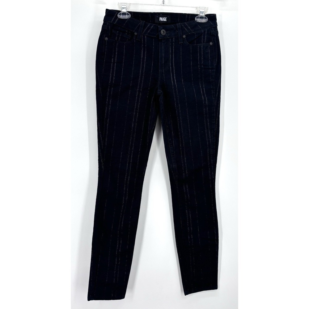 Paige Verdugo Ultra Skinny Jeans‎ Size 28 Midnight High Beam Metallic Stripe